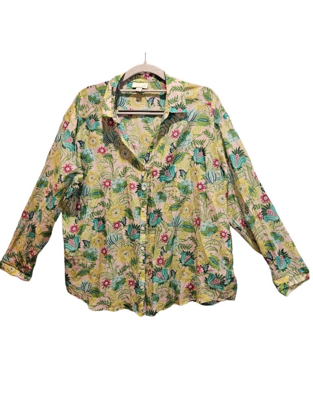 J Jill Blouse women M Petite floral colorful breathable silk feminine boho cute